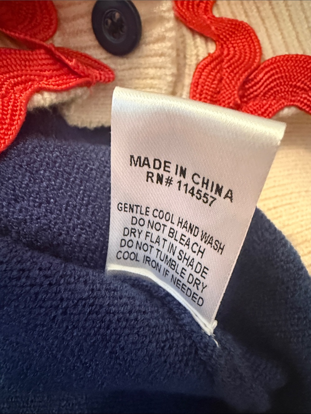 NWT - Preppy and Fun Navy and Cream Women’s Cardigan with Red Trim - Picture 8 of 8